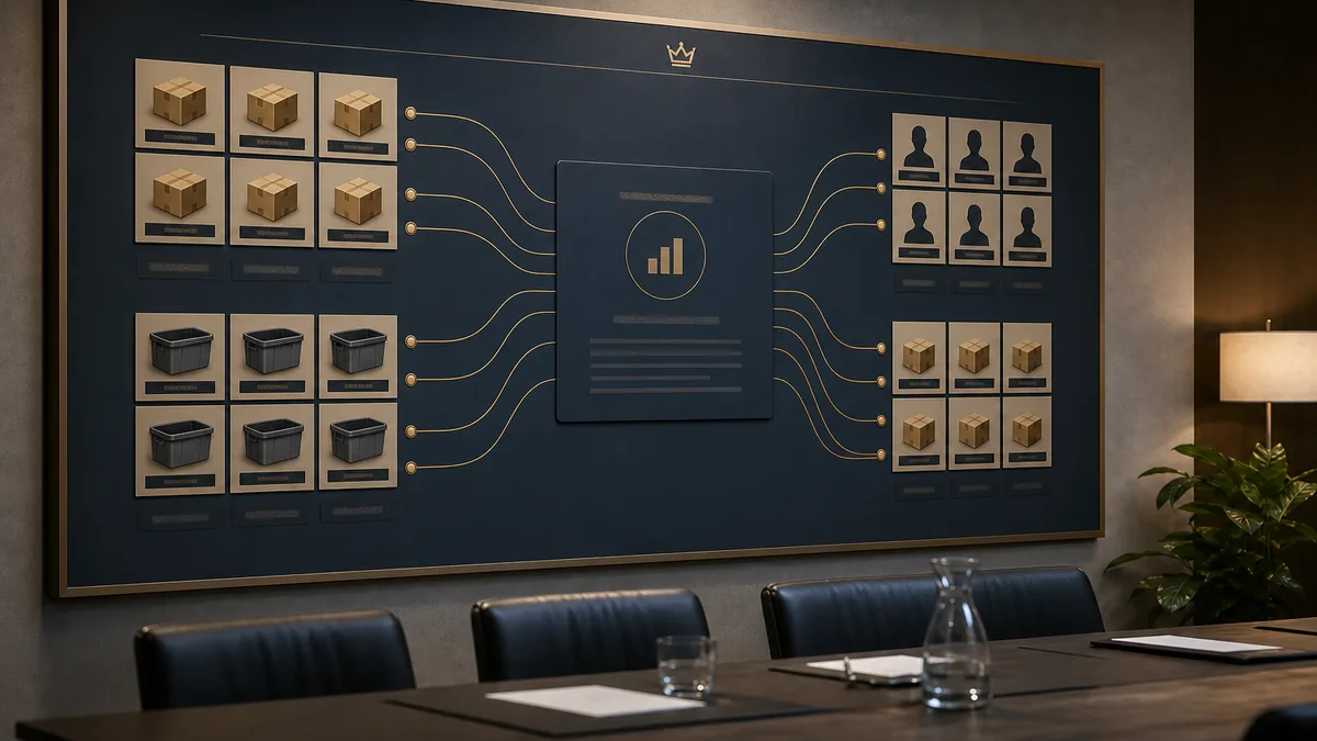 Connected eCommerce data graph of orders customers products and inventory feeding an intelligence layer