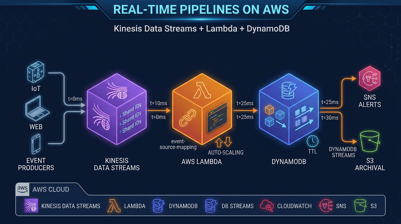 Real-Time Data Pipelines on AWS: Kinesis Data Streams + Lambda + DynamoDB